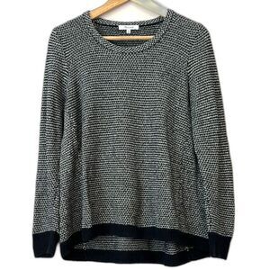 Madewell Riverside Knit Dotweave Pullover Sweater Black Small Cotton Casual Gray